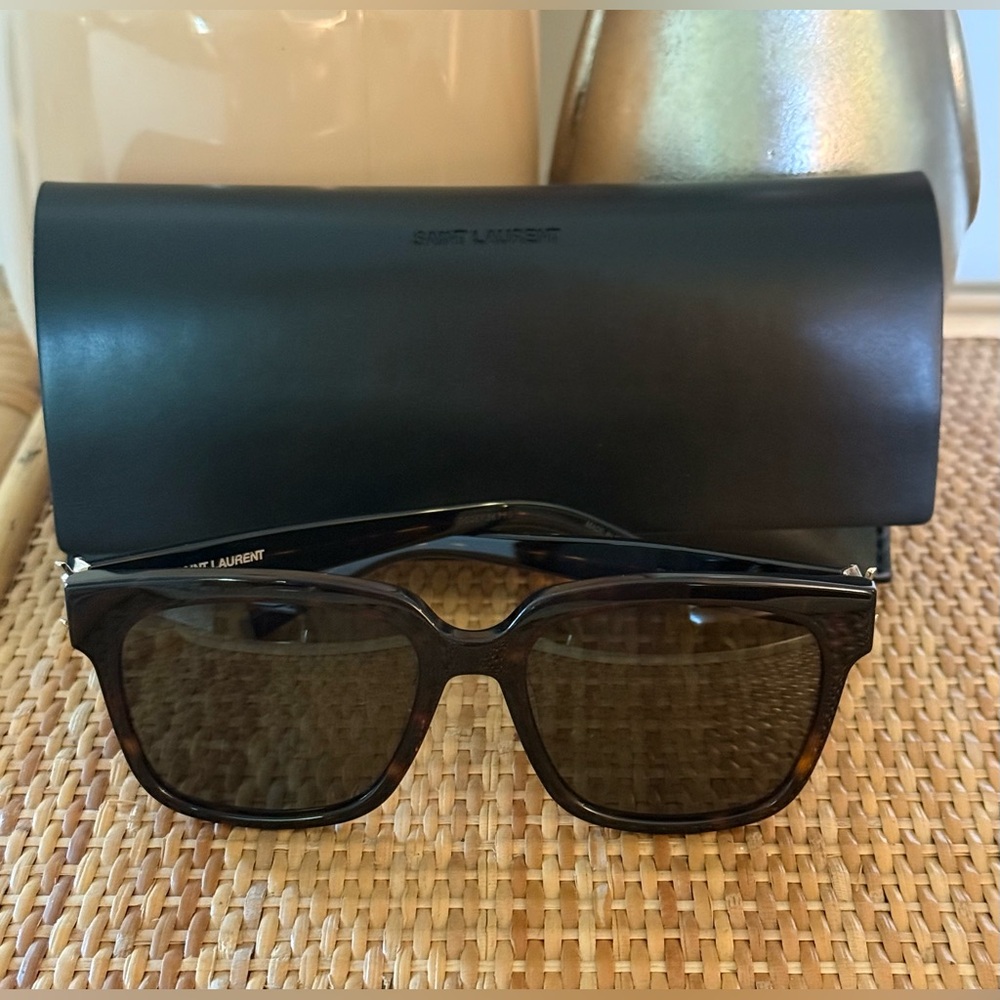 Saint Laurent SL M40 55mm Oversized Sunglasses Havana Brown NWT + Case - Picture 4 of 12
